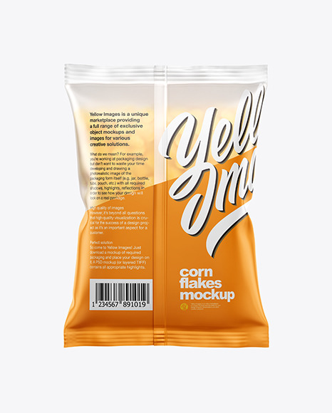 Frosted Bag With Corn Flakes Mockup