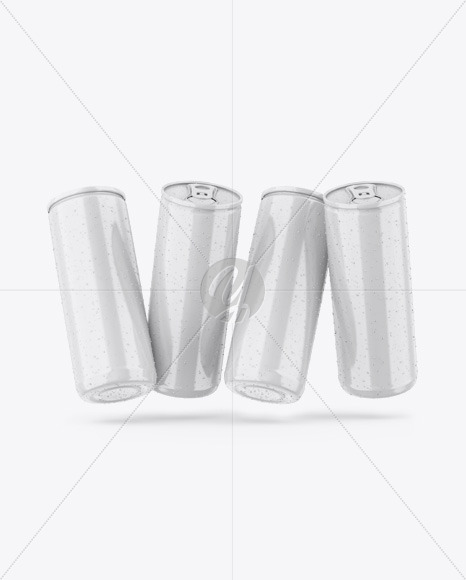 Four Glossy Cans Mockup Four Glossy Cans Mockup
