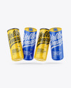 Four Glossy Cans Mockup Four Glossy Cans Mockup