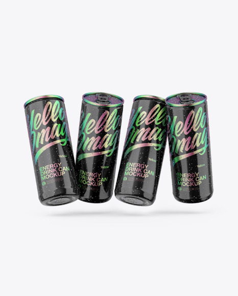 Four Glossy Cans Mockup Four Glossy Cans Mockup