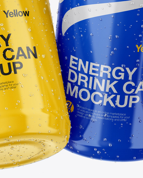 Four Glossy Cans Mockup Four Glossy Cans Mockup
