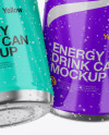 Four Metallic Cans W/ Glossy Finish Mockup Four Metallic Cans W/ Glossy Finish Mockup