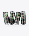 Four Metallic Cans W/ Matte Finish Mockup Four Metallic Cans W/ Matte Finish Mockup
