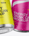 Four Metallic Cans W/ Matte Finish Mockup Four Metallic Cans W/ Matte Finish Mockup