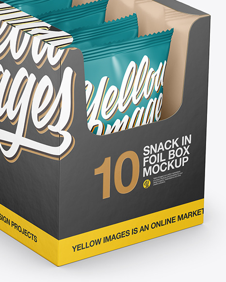 Glossy Display Box with Snacks Mockup