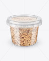 Plastic Container w/ Peanuts Mockup - Front View (High-Angle Shot)