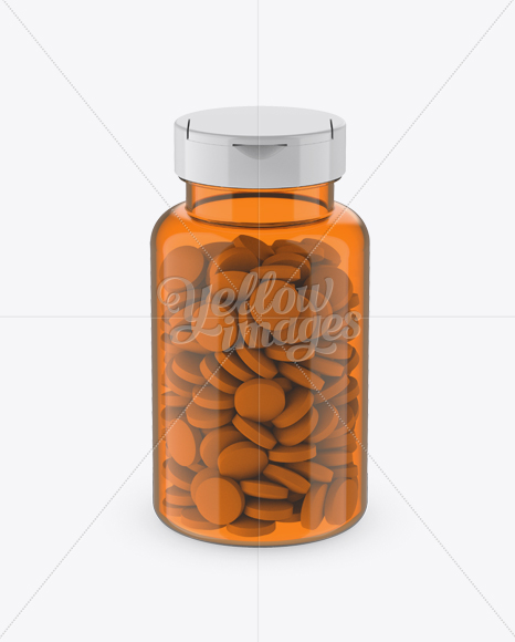 Orange Pill Bottle Mockup (High-Angle Shot)