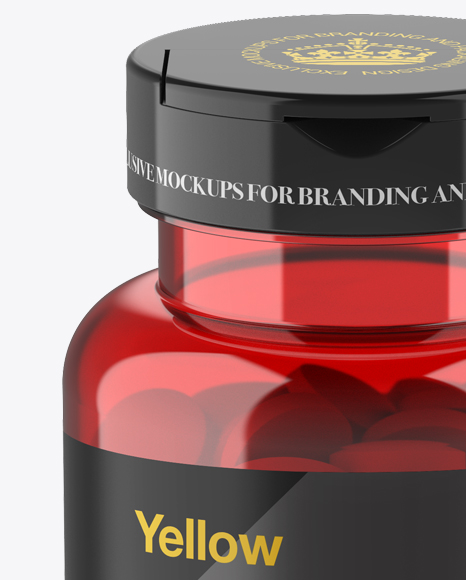 Red Pill Bottle Mockup (High-Angle Shot)