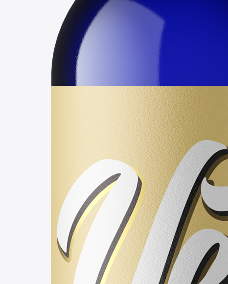 Blue Glass Bottle Mockup - Front View