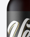 Green Frosted Glass Bottle with Red Wine Mockup - Front View Green Frosted Glass Bottle with Red Wine Mockup - Front View