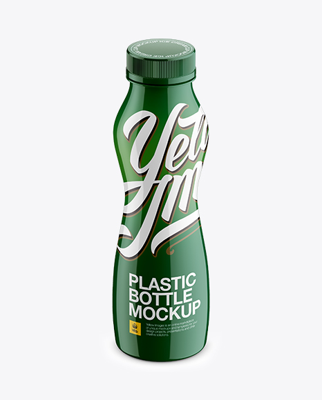 Glossy Plastic Bottle Mockup - Front View (High-Angle Shot) - Round+Plastic+Bottle+Mockup+High+Angle+Shot+In+Bottle+Mockups+On