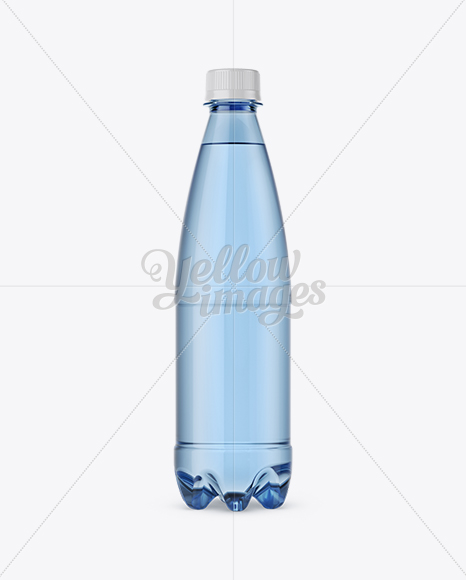 500ml Blue PET Water Bottle Mockup - Front View