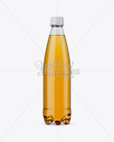 500ml Clear PET Bottle w/ Orange Drink Mockup - Front View