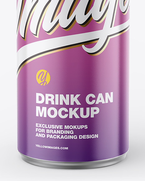 Metallic Drink Can w/ Glossy Finish Mockup