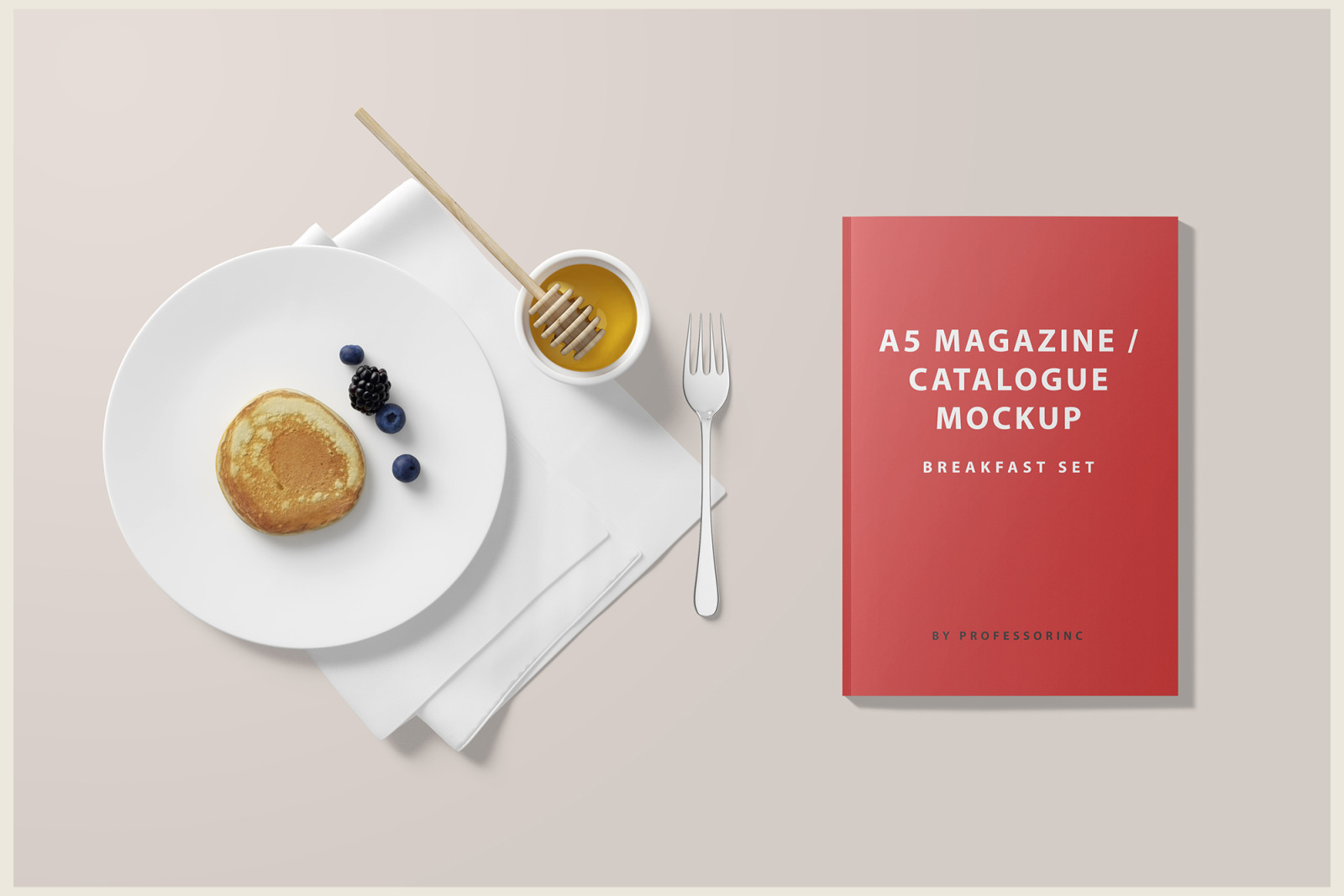 A5 Magazine Catalogue Mockup - Breakfast Set A5 Magazine Catalogue Mockup - Breakfast Set
