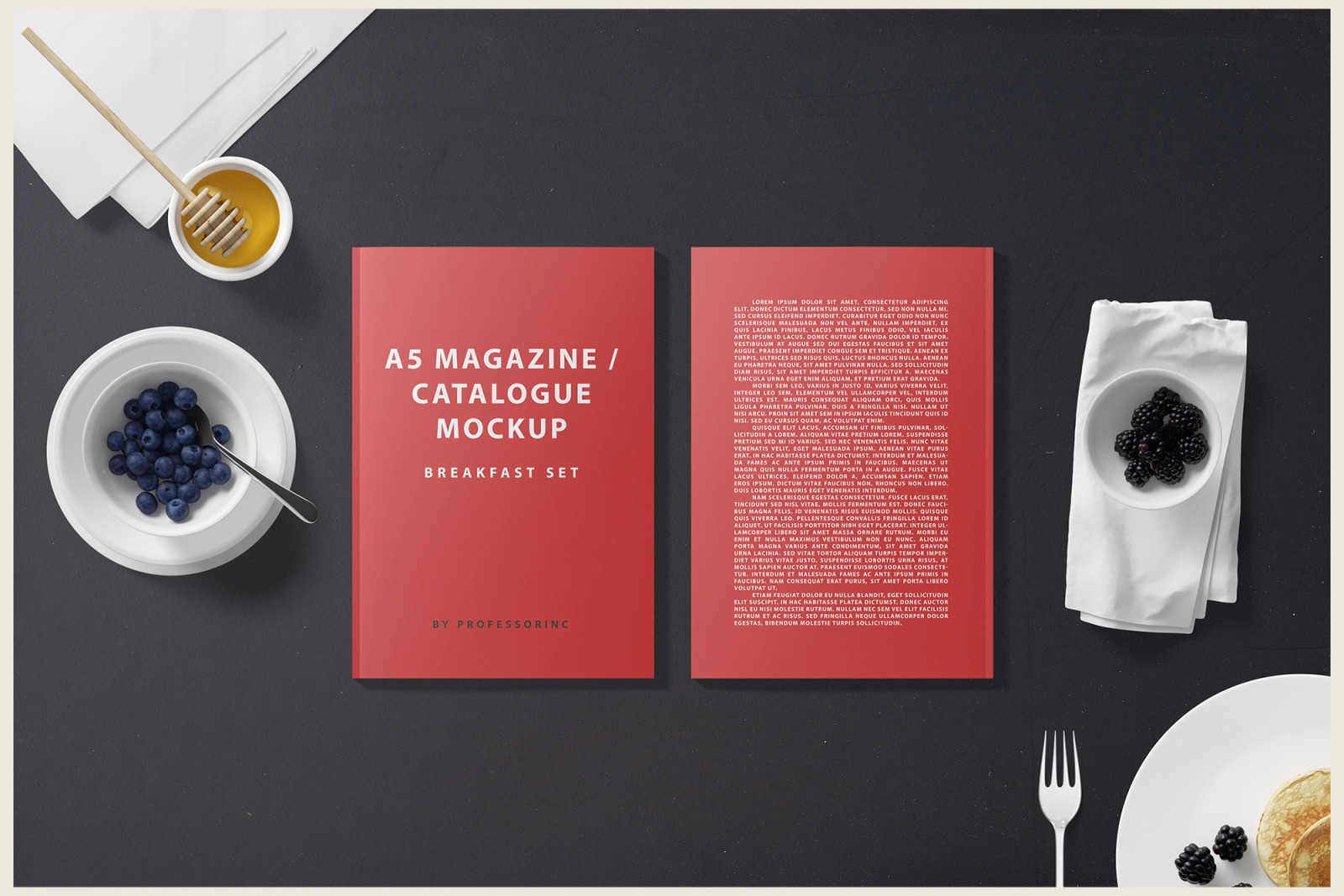 A5 Magazine Catalogue Mockup - Breakfast Set A5 Magazine Catalogue Mockup - Breakfast Set
