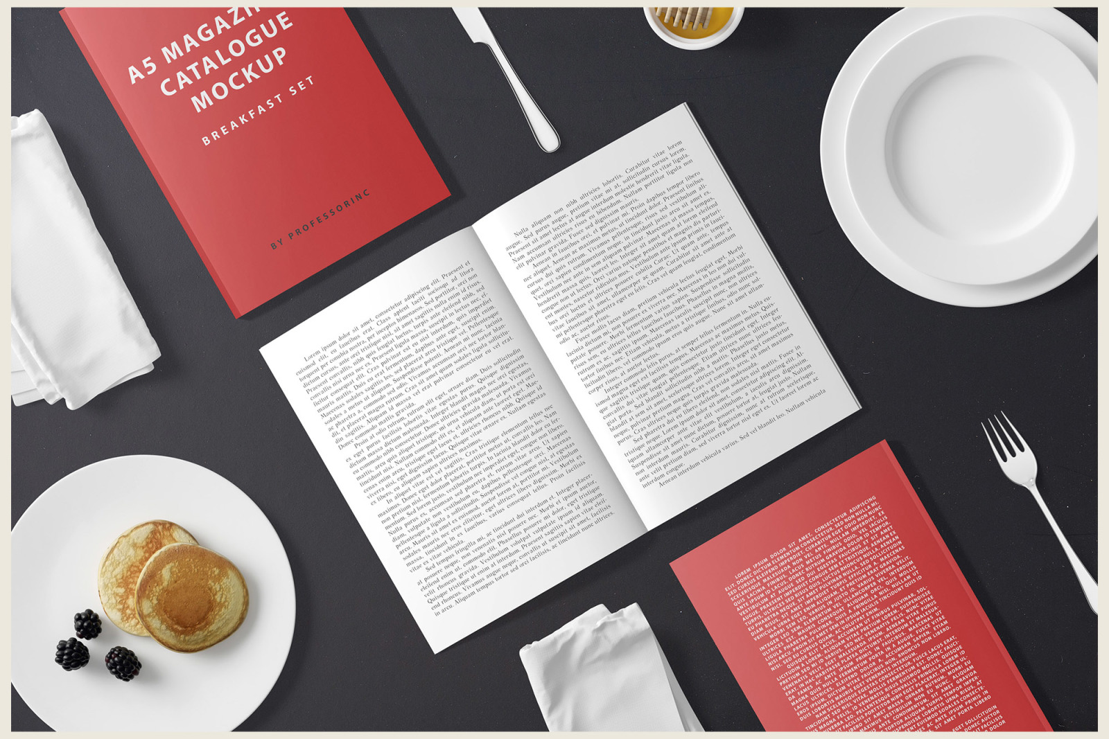A5 Magazine Catalogue Mockup - Breakfast Set A5 Magazine Catalogue Mockup - Breakfast Set