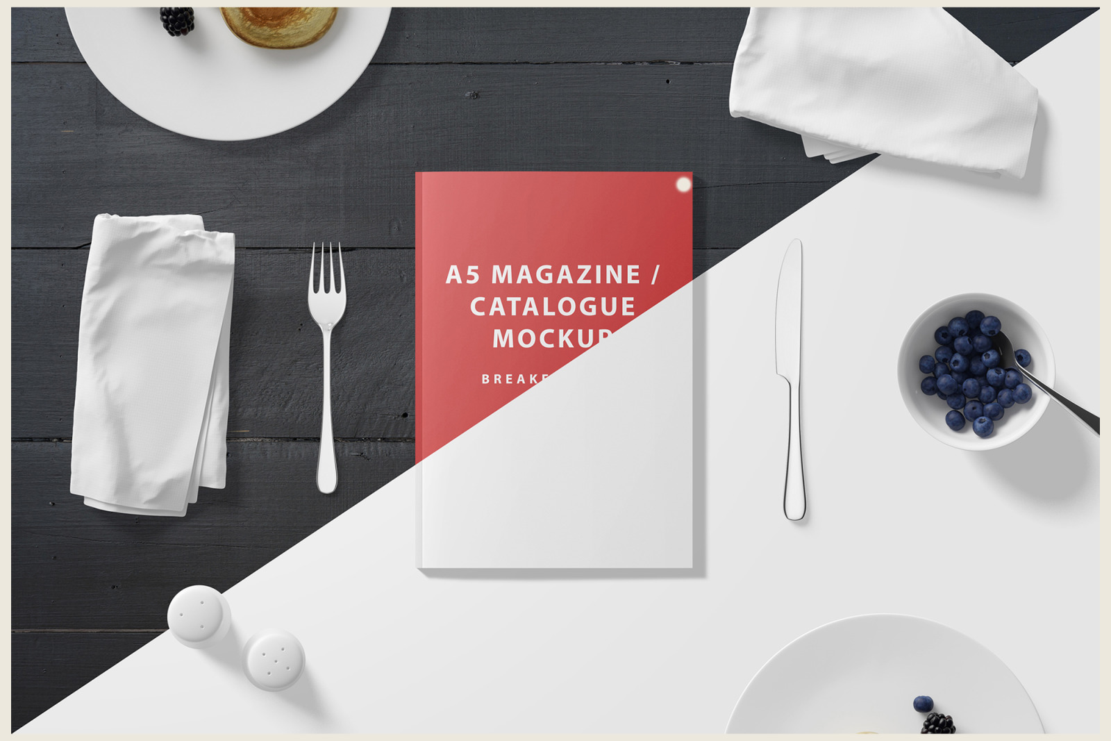 A5 Magazine Catalogue Mockup - Breakfast Set A5 Magazine Catalogue Mockup - Breakfast Set