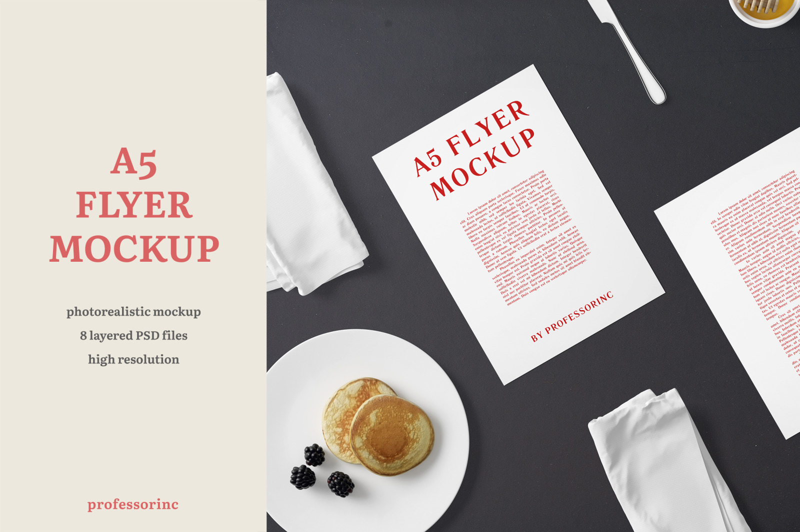 A5 Flyer Mockup - Breakfast Set