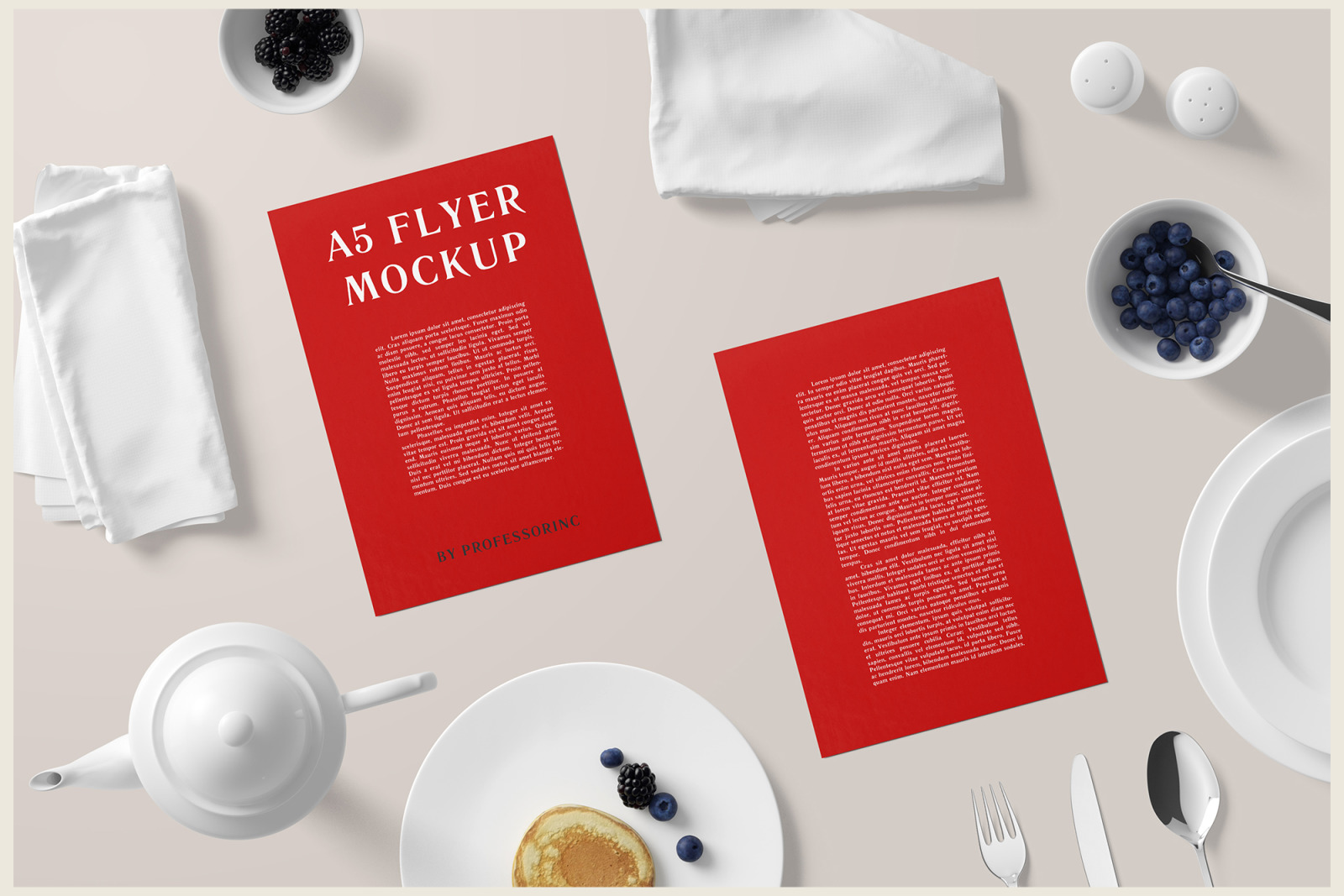 A5 Flyer Mockup - Breakfast Set