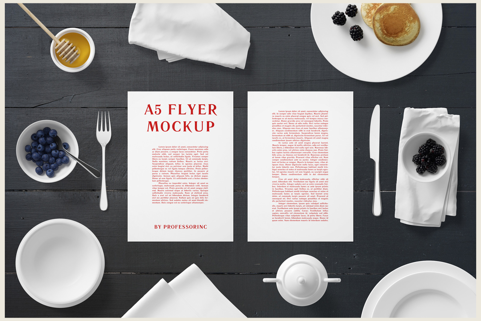 A5 Flyer Mockup - Breakfast Set