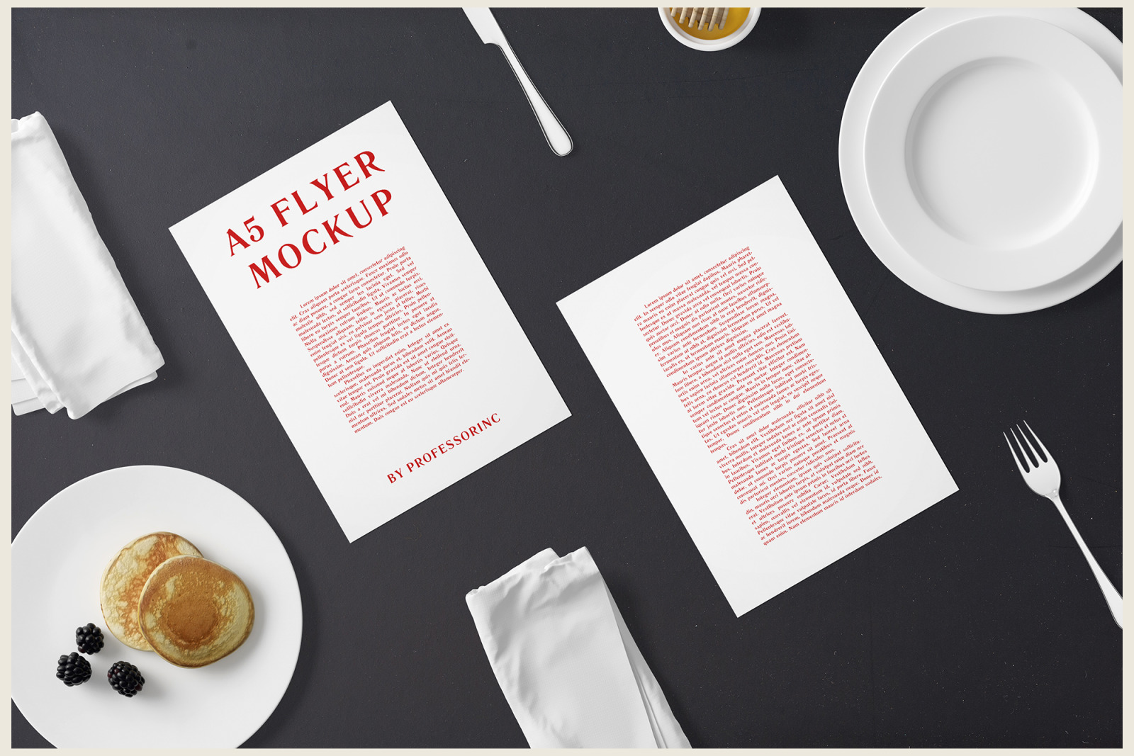 A5 Flyer Mockup - Breakfast Set