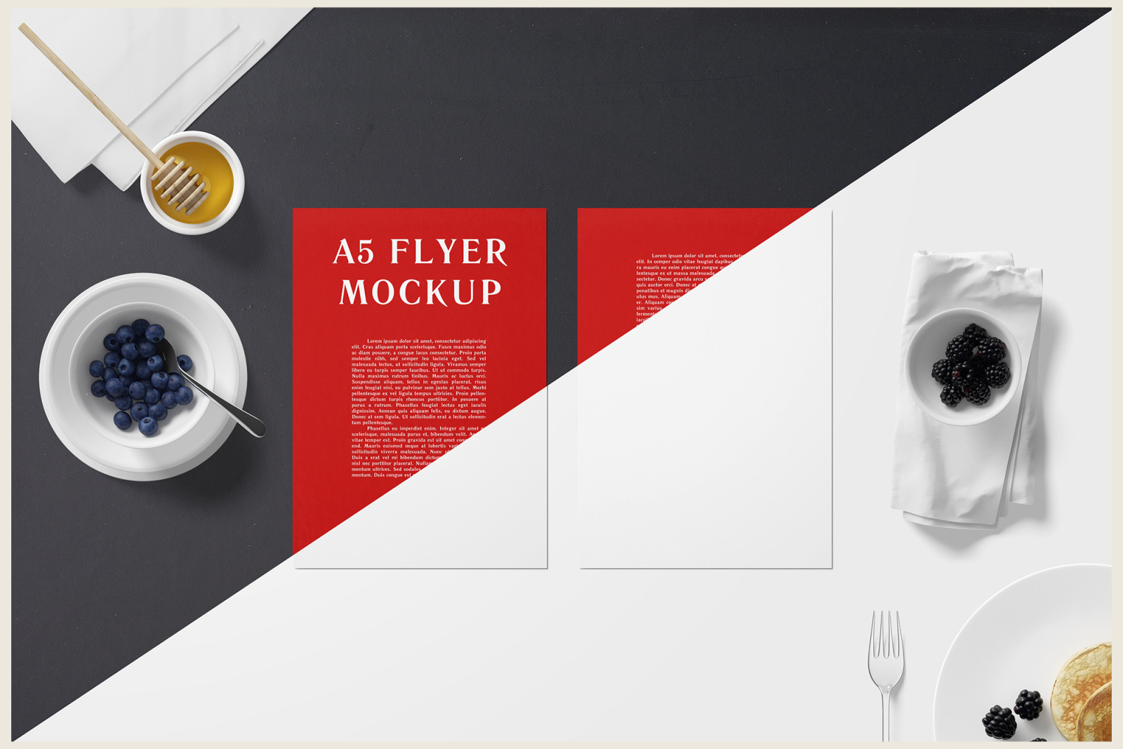 A5 Flyer Mockup - Breakfast Set A5 Flyer Mockup - Breakfast Set