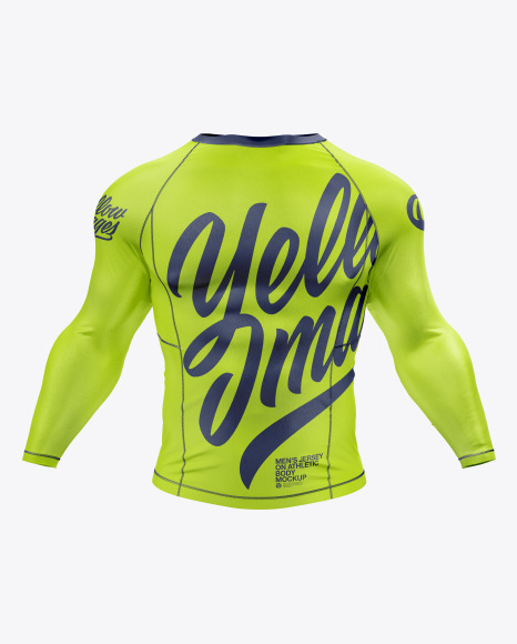 Men&#039;s Long Sleeve Jersey on Athletic Body Mockup