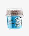 Metallic Plastic Cup with Chocolate Balls Mockup