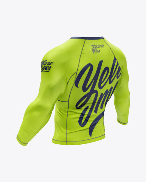 Men&#039;s Long Sleeve Jersey on Athletic Body Mockup