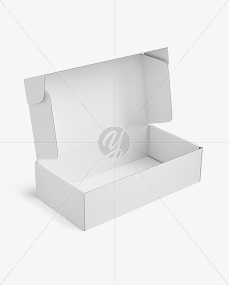 Paper Opened Box Mockup - Half Side View (High-Angle Shot)