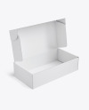 Paper Opened Box Mockup - Half Side View (High-Angle Shot)