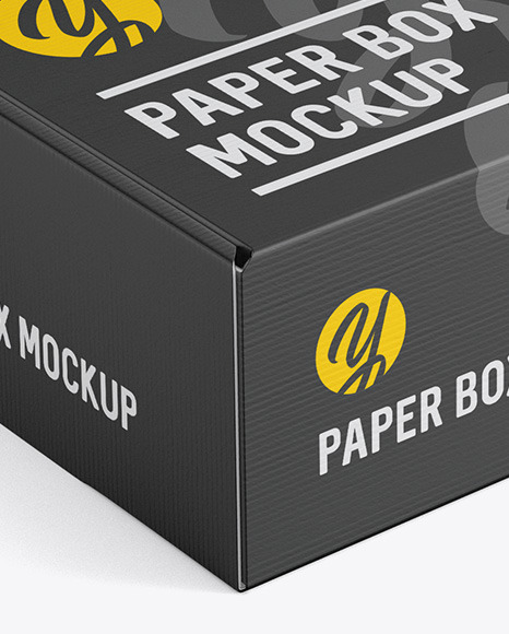 Paper Box Mockup - Half Side View (High-Angle Shot)