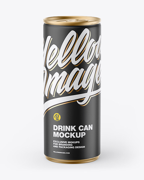 Metallic Drink Can w/ Matte Finish Mockup