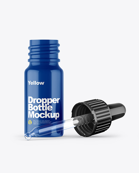 Opened Glossy Dropper Bottle Mockup