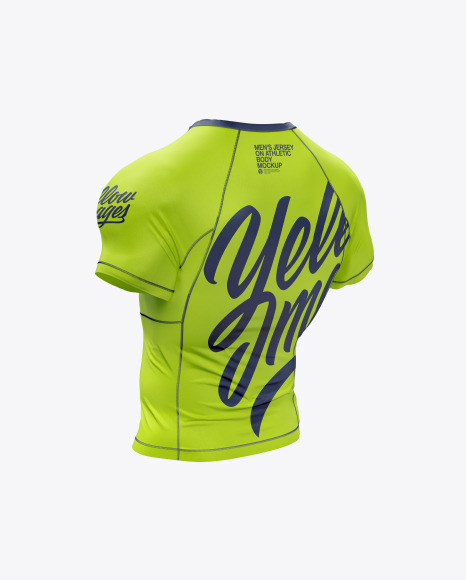 Men&#039;s Short Sleeve Jersey on Athletic Body Mockup