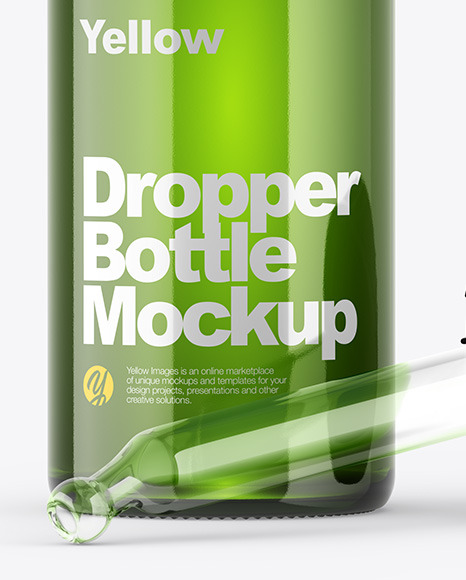 Opened Green Dropper Bottle Mockup