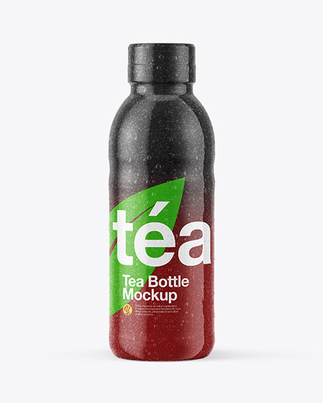 Tea Bottle with Condensation in Shrink Sleeve Mockup