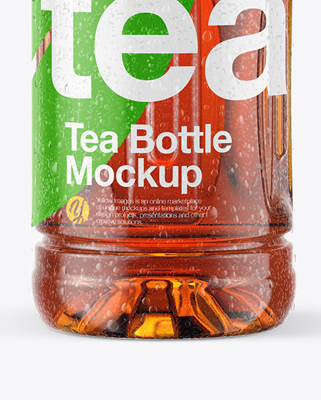 Tea Bottle with Condensation in Shrink Sleeve Mockup