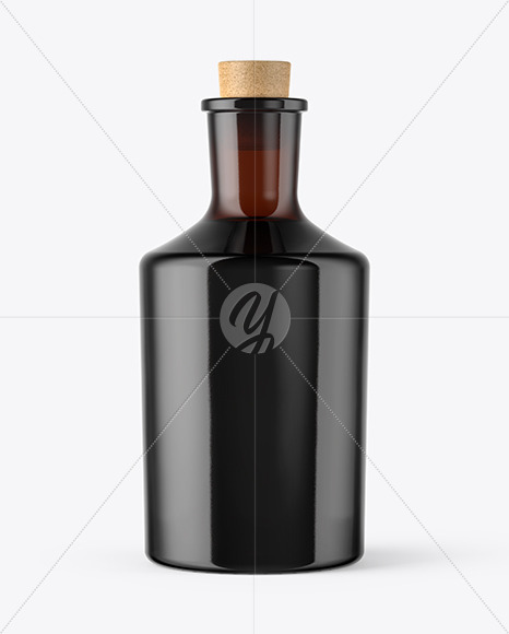 Amber Glass Bottle with Cork Mockup