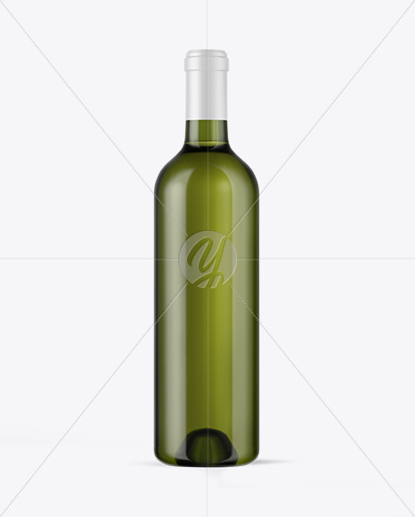 Green Glass White Wine Bottle Mockup