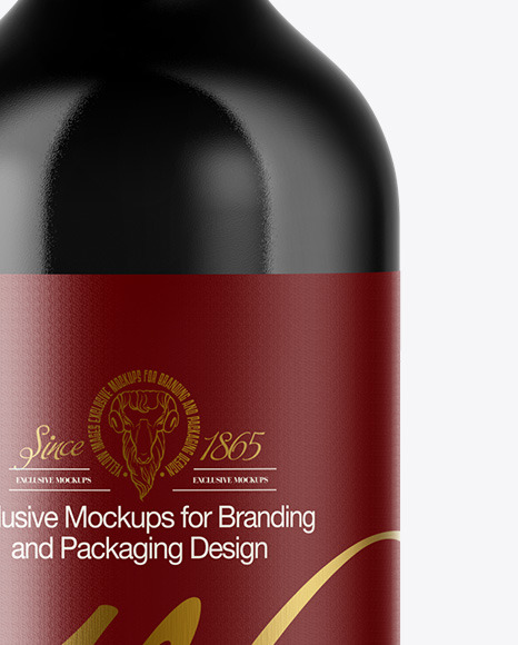 Dark Glass Wine Bottle Mockup