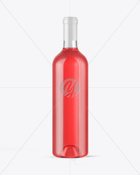 Clear Glass Pink Wine Bottle Mockup