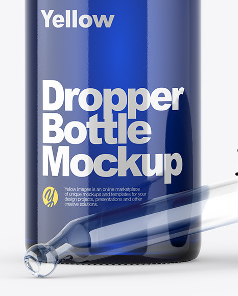 Opened Blue Dropper Bottle Mockup