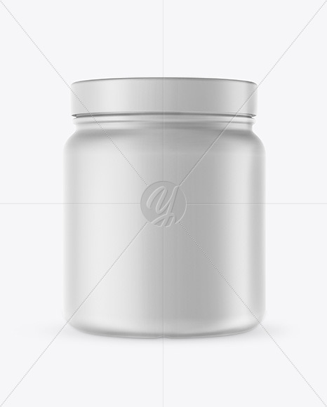 Matte Plastic Jar with Shrink Sleeve Mockup