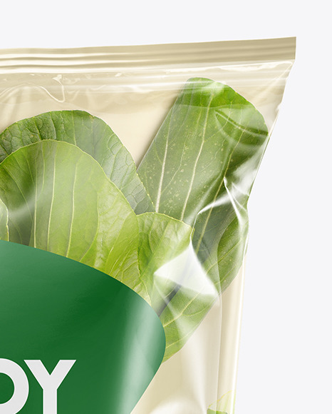 Plastic Bag With Bok Choy Mockup