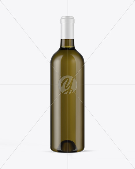 Antique Green Glass White Wine Bottle Mockup