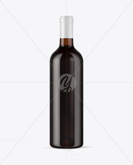 Amber Glass Red Wine Bottle Mockup