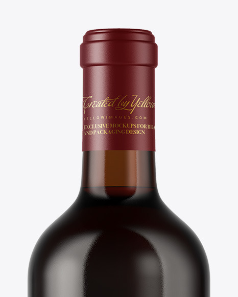 Amber Glass Red Wine Bottle Mockup