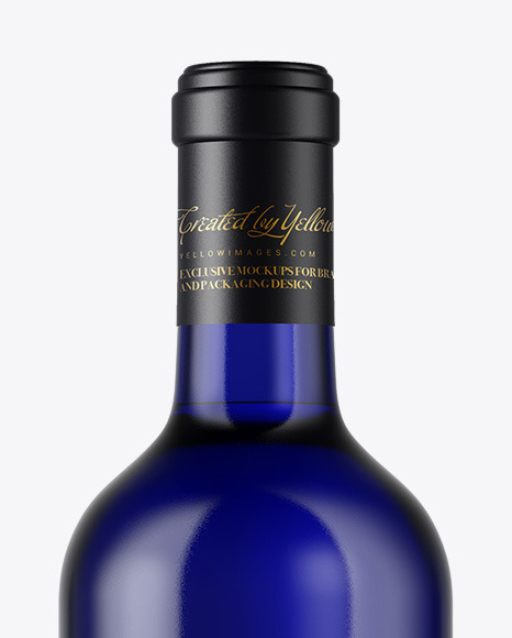 Blue Glass Wine Bottle Mockup